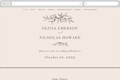 "Leafy Branch" - Wedding Website in Latte by Katherine Moynagh - Desktop Design