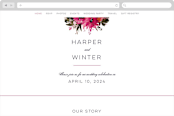 "Peeking Florals" - Wedding Website in Fuchsia by Lori Wemple - Desktop Design