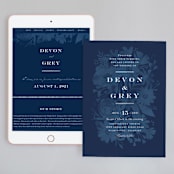 "Floral screenprint" - Wedding Website in Navy by Jennifer Wick - Match Your Stationery