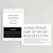 "Bad Dancing" - Wedding Website in Dove by Amy Payne - Match Your Stationery
