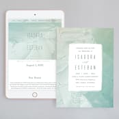 "Painted Sea" - Wedding Website in Seafoam by Hooray Creative - Match Your Stationery