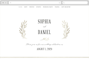 "Gilded Leaves" - Wedding Website in Classic White by Kelly Schmidt - Desktop Design