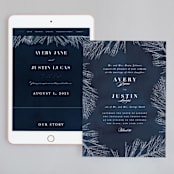 "Frosty chic" - Wedding Website in Peacock by Creo Study - Match Your Stationery