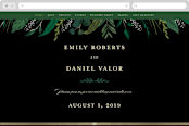 "Emerald Leaves" - Wedding Website in Midnight by Susan Moyal - Desktop Design