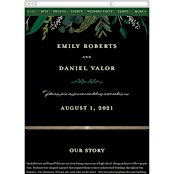 "Emerald Leaves" - Wedding Website in Midnight by Susan Moyal - Mobile Layout