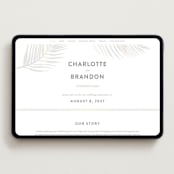 "Palm Vibes" - Wedding Website in Porcelain by Pixel and Hank - Desktop Design