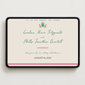 "Whimsical Hand Illustrated Crest" - Wedding Website in Peony by Jackie Crawford - Desktop Design