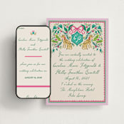 "Whimsical Hand Illustrated Crest" - Wedding Website in Peony by Jackie Crawford - Match Your Stationery