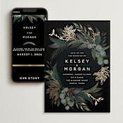 "Shades of Green" - Wedding Website in Midnight by Susan Moyal - Match Your Stationery