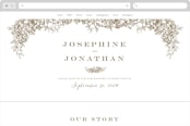 "Engraved Flowers" - Wedding Website in Latte by Phrosné Barwood - Desktop Design
