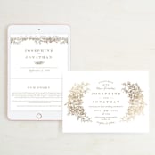 "Engraved Flowers" - Wedding Website in Latte by Phrosné Barwood - Match Your Stationery