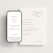 "Sketched Mountains" - Wedding Website in Snow by Mere Paper - Match Your Stationery