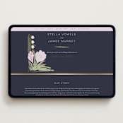 "Deco Spring Florals" - Wedding Website in Navy by Shiny Penny Studio - Desktop Design