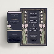 "Deco Spring Florals" - Wedding Website in Navy by Shiny Penny Studio - Match Your Stationery