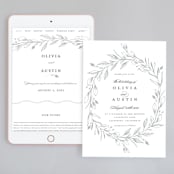 "Verdure Couronne" - Wedding Website in Matte Silver by Susan Moyal - Match Your Stationery