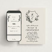 "Botanical Crest" - Wedding Website in Ink by Kelly Watkins - Match Your Stationery