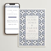 "watercolor tile" - Wedding Website in Cobalt by Katharine Watson - Match Your Stationery