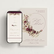 "Dried Floral Wreath" - Wedding Website in Cabernet by Erin Deegan - Match Your Stationery