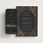 "Gilded nouveau frame" - Wedding Website in Onyx by Ana de Sousa - Match Your Stationery
