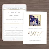 "Modern Photo Frame" - Wedding Website in Gold by Hooray Creative - Match Your Stationery