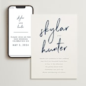 "Funky Names" - Wedding Website in Navy by Phrosné Barwood - Match Your Stationery