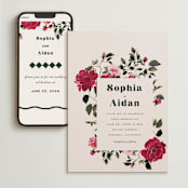 "Rose Garden" - Wedding Website in Magenta by Leah Bisch - Match Your Stationery