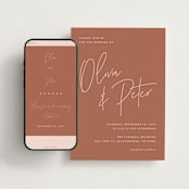 "Signed" - Wedding Website in Terracotta by JoAnn Jinks - Match Your Stationery