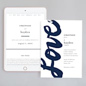 "Brushed Love" - Wedding Website in Night Navy by Lisa Guerrero - Match Your Stationery