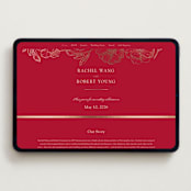 "Double Peony" - Wedding Website in Ruby by Janean Hinger - Desktop Design