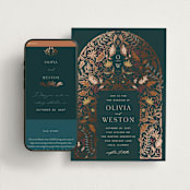 "Autumnal Arch" - Wedding Website in Deep Sea by Erin German - Match Your Stationery