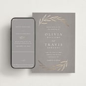 "Leaves" - Wedding Website in Mist by Kelly Schmidt - Match Your Stationery