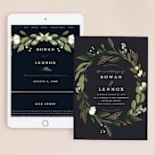 "Greenery Crown" - Wedding Website in Navy by Susan Moyal - Match Your Stationery