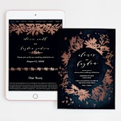 "Pressed Flowers" - Wedding Website in Navy by Phrosné Barwood - Match Your Stationery