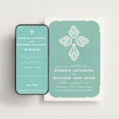 "Blessed Lace" - Wedding Website in Bondi Blue by Yolanda Mariak Chendak - Match Your Stationery