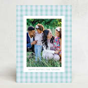 "Easter Plaid card" - Easter Photo Cards in Aqua by Sarah Cohn - Front