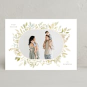 "Spring Wreath" - Easter Photo Cards in Chartreuse by Hooray Creative - Front