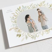 "Spring Wreath" - Easter Photo Cards in Chartreuse by Hooray Creative - Detail