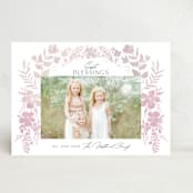 "Watercolored Florals" - Easter Photo Cards in Blush by Erin Deegan - Front