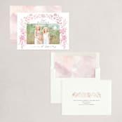 "Watercolored Florals" - Easter Photo Cards in Blush by Erin Deegan - Assembled