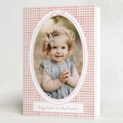 "Gingham Frame" - Easter Photo Cards in Peony by Jenna Holcomb - Folded Card