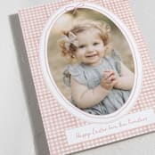 "Gingham Frame" - Easter Photo Cards in Peony by Jenna Holcomb - Detail