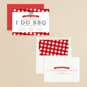 "I Do BBQ" - Engagement Party Invitations in Ketchup by Lea Delaveris - Assembled