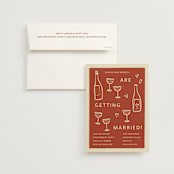 "Bottles of Love" - Engagement Party Invitations in Rust by Ani Somi - Invitation with Envelope