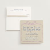 "Pastel Bow" - Engagement Party Invitations in Lilac by Stephanie Heinrich Godbout - Invitation with Envelope