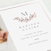 "Graceful Laurels" - Birth Announcements in Lace by Jessica Williams - Detail