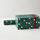 "Merry Dots" - Wrapping Paper Roll in Festive by Pixel and Hank
