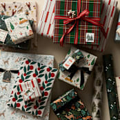 "Traditional Red and Gold" - Wrapping Paper Roll in Peppermint by Roseanne Kenny