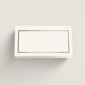 "Regal Frame" - Foil-Pressed Place Cards - Fish in Ivory by Lucrecia Caporale - Blank front