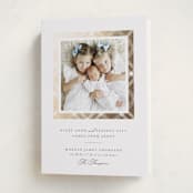 "Every Good Gift" - Holiday Birth Announcement Cards in Snowball by Robert and Stella - Folded Card