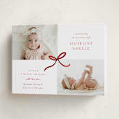 "Precious Two" - Holiday Birth Announcement Cards in Reindeer Nose by Emily Betts - Folded Card